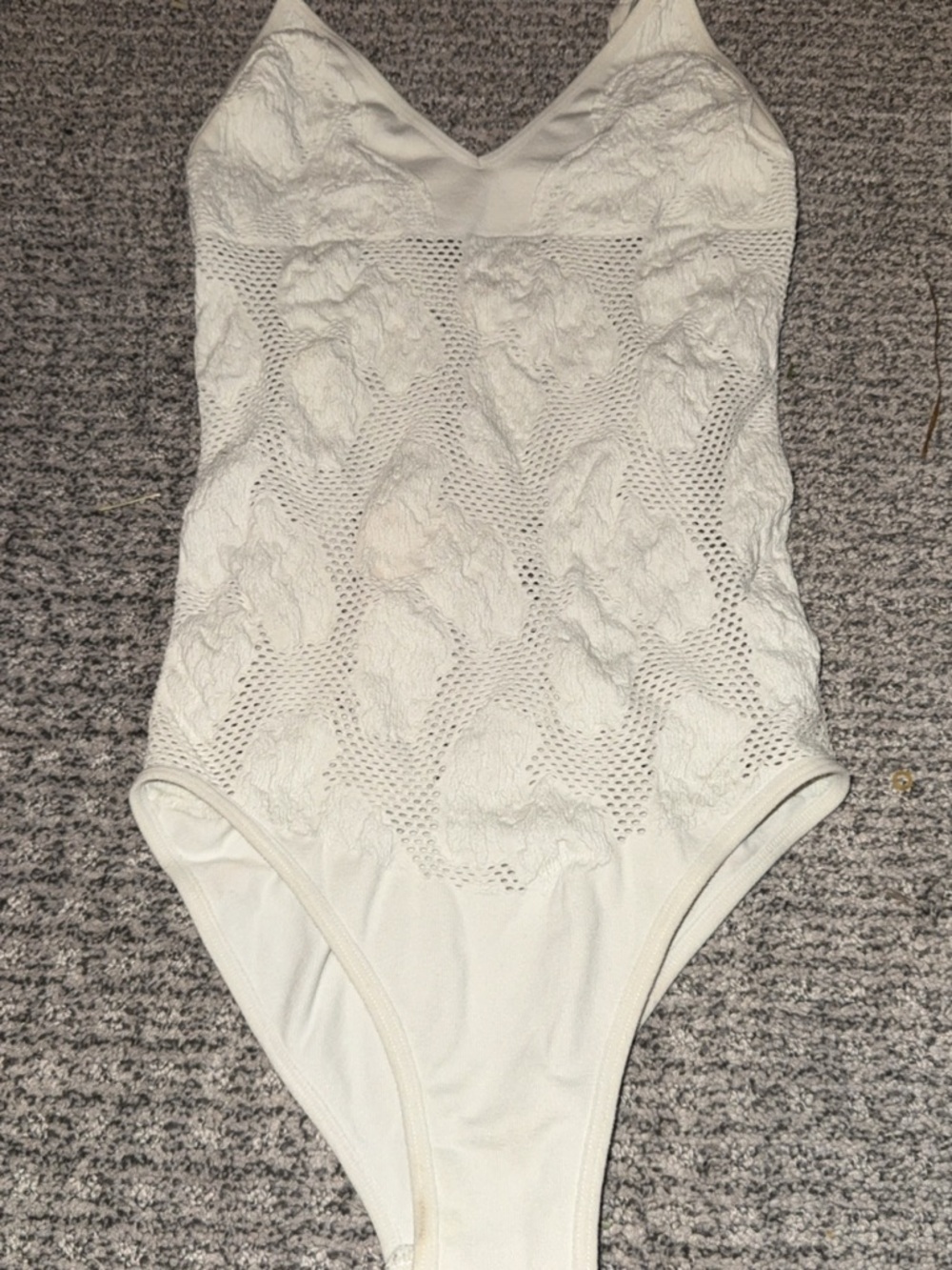 White Textured One-Piece Bodysuit